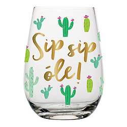 Stemless Wine Glass - Sip Sip Ole