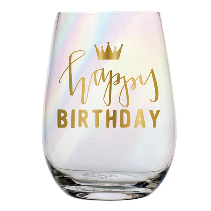 Stemless Wine Glass - Happy Birthday