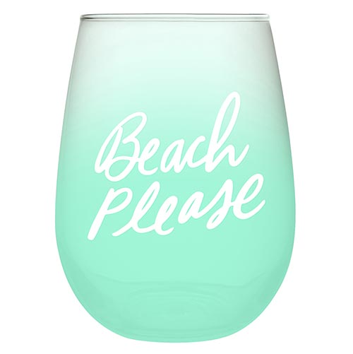 Stemless Wine Glass - Beach Please