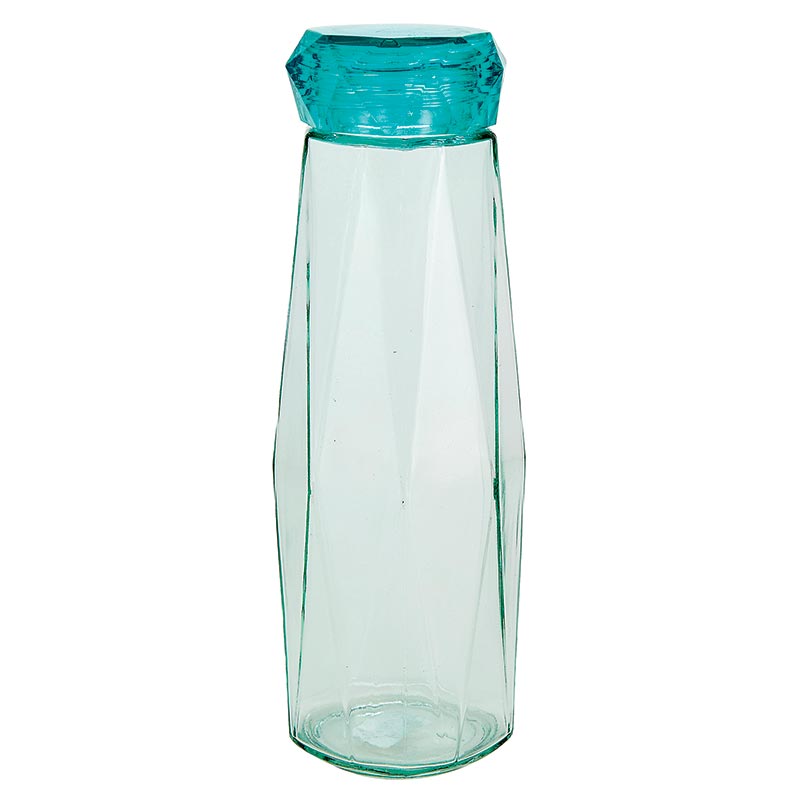 Faceted Glass Water Bottle - Aqua