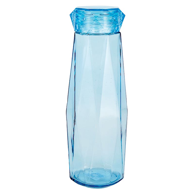Faceted Glass Water Bottle - Blue