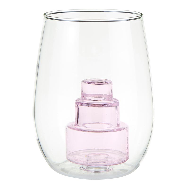 Stemless Wine Glass w/Figurine - Cake