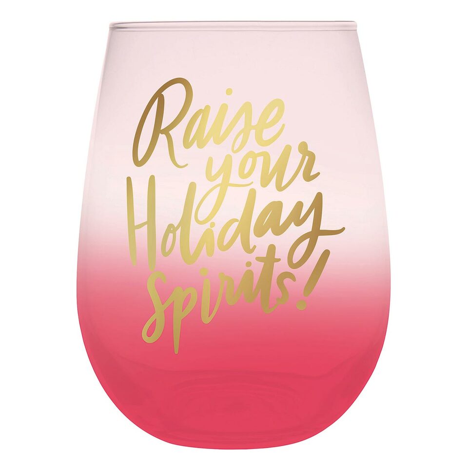 Stemless Wine Glass - Holiday Spirits - Holiday