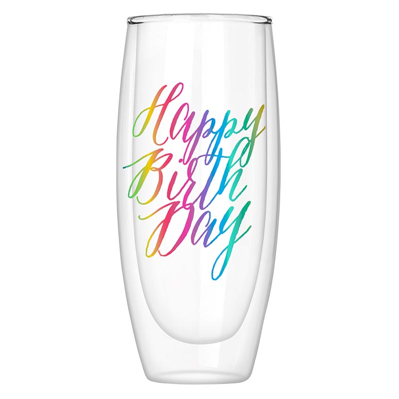 DBL-W Champagne Glass - HBD Rainbow
