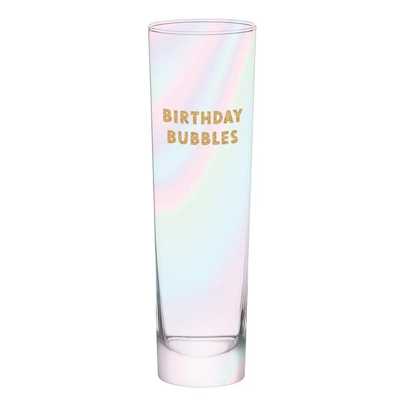 Flat Champagne Glass - Birthday Bubbles