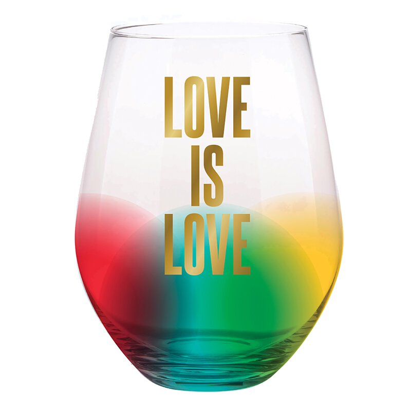Jumbo Stemless Wine Glass - Love is Love
