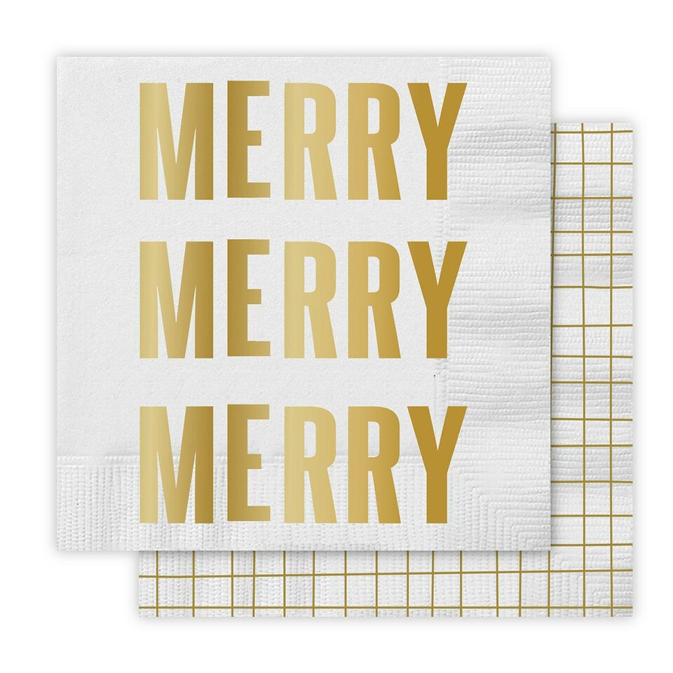Beverage Napkins - Merry Merry Merry - Xmas