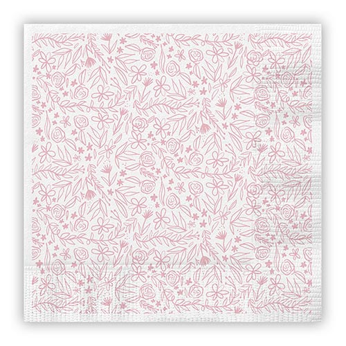 Beverage Napkins - Pink Flowers