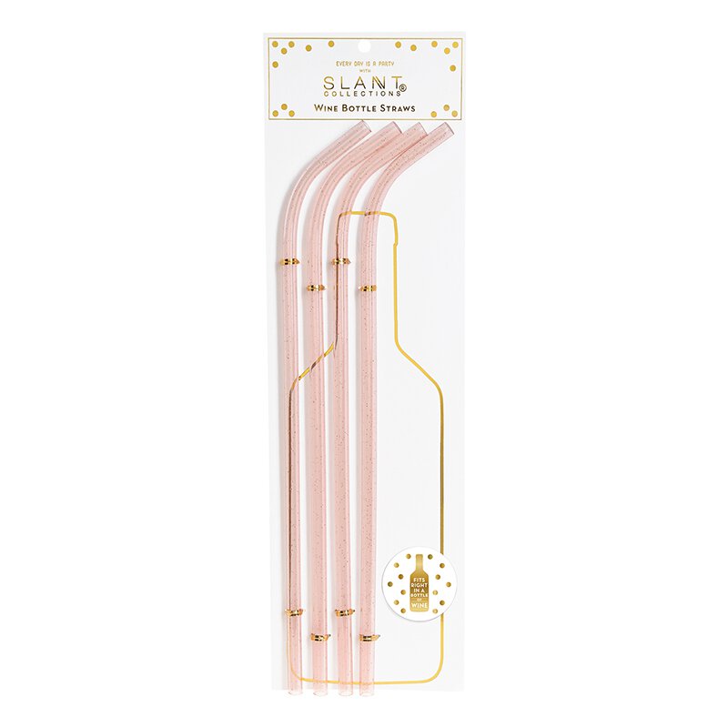 Wine Bottle Glitter Straws