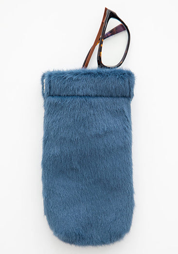 Fuzzy Sunglass Case Dusty Blue