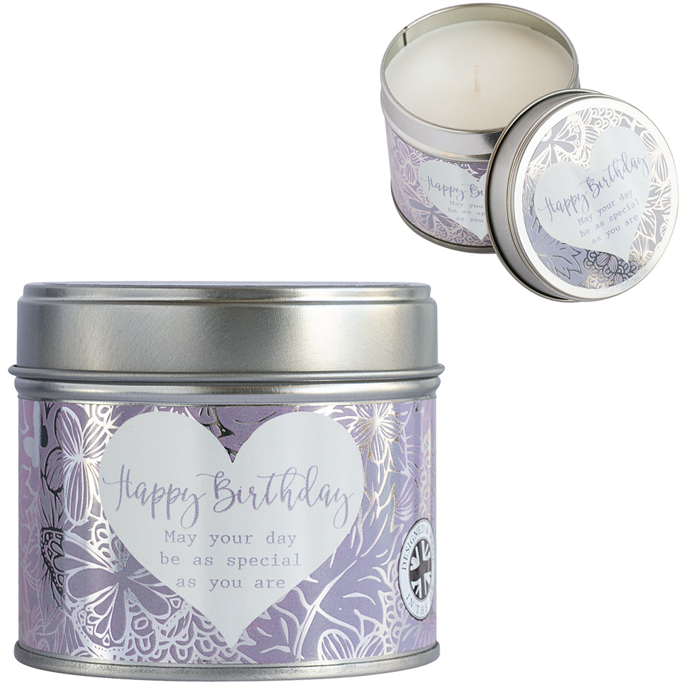 Candle In Tin Happy Birthday