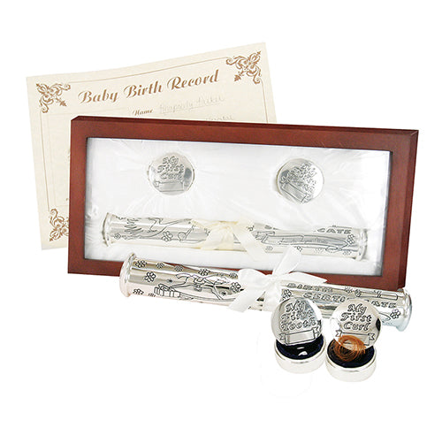 Rosewood Birth Certificate Holder & Memory Keepsake Set