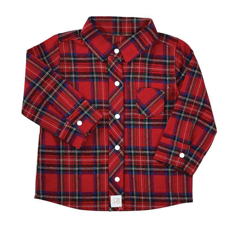 Flannel Shirt - Red Plaid, 6-12 months
