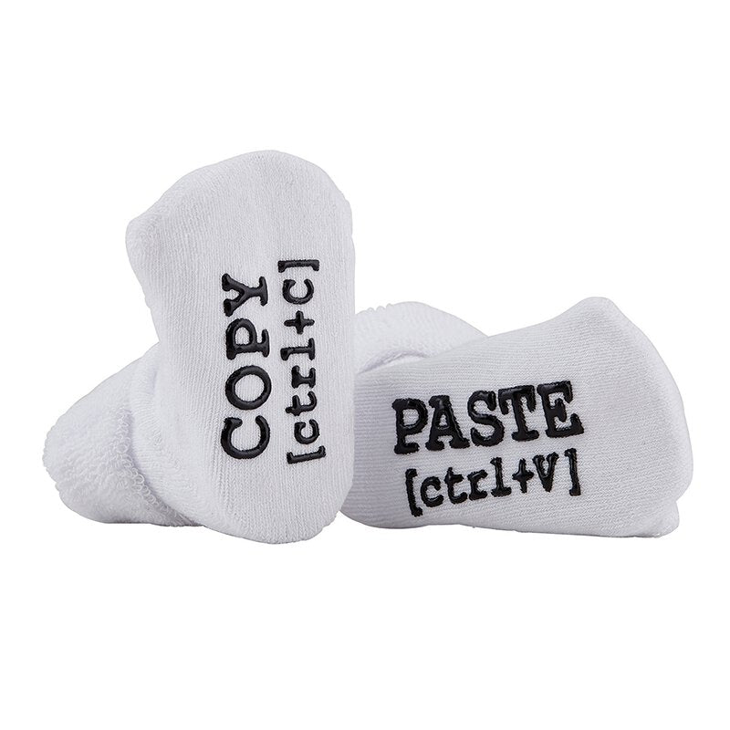 Socks - Copy Paste - White, 3-12 Mths