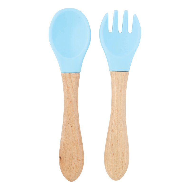 Silicone Spoon + Fork - Blue