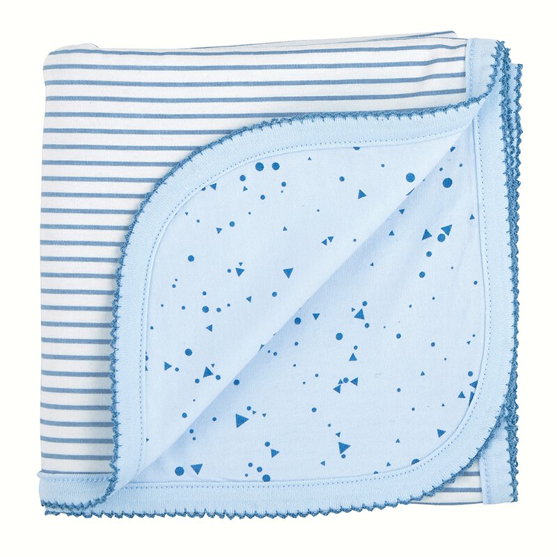Reversible Blanket- Blue Geo Stripe