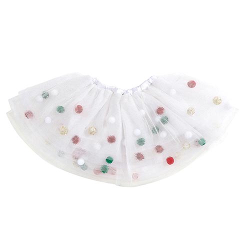 Tutu Skirt - Pom Pom Red/Green 6-12mths