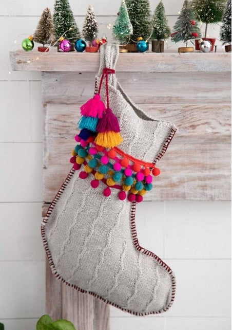 POM POM STOCKING GRAY