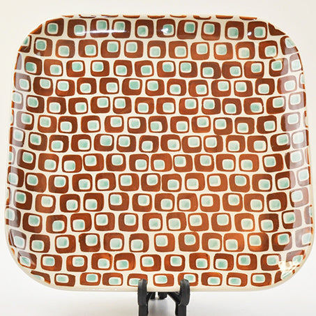 SQUARE PLATE 28CM RETRO SQUARE BROWN