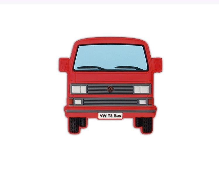 VW T3 BUS RUBBER MAGNET - FRONT/RED