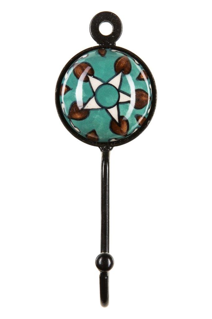 HOOK CERAMIC H/PAINTED GREEN STAR