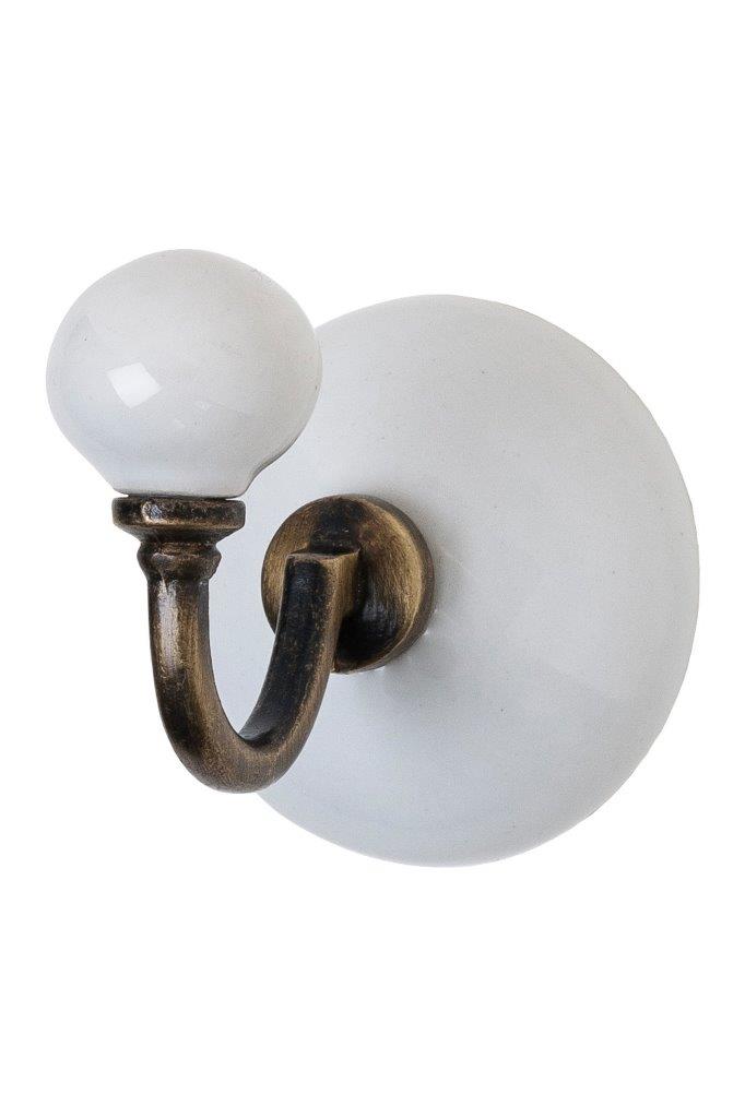 HOOK RND CERAMIC MONA WHITE