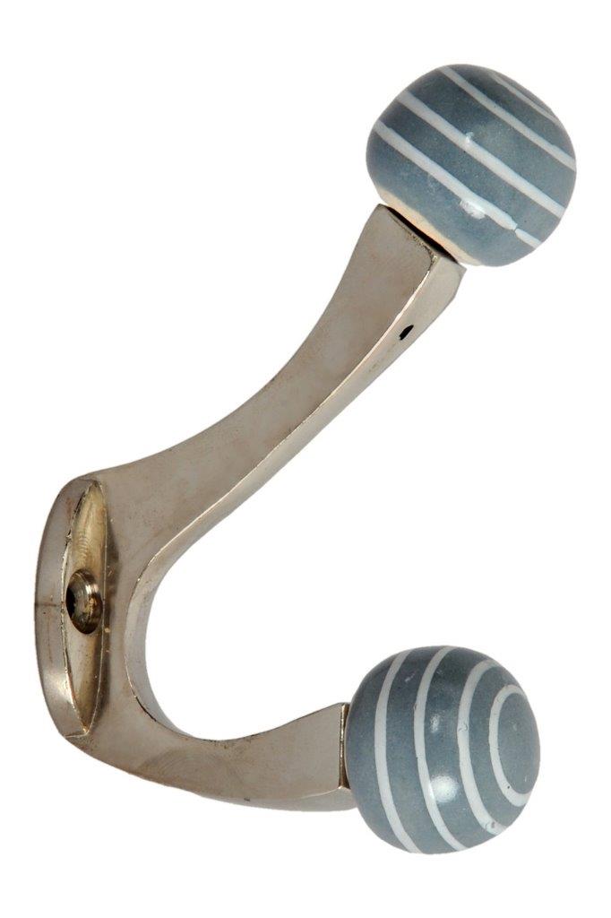 HOOK CERAMIC TWO KNOBS GRY/WHT