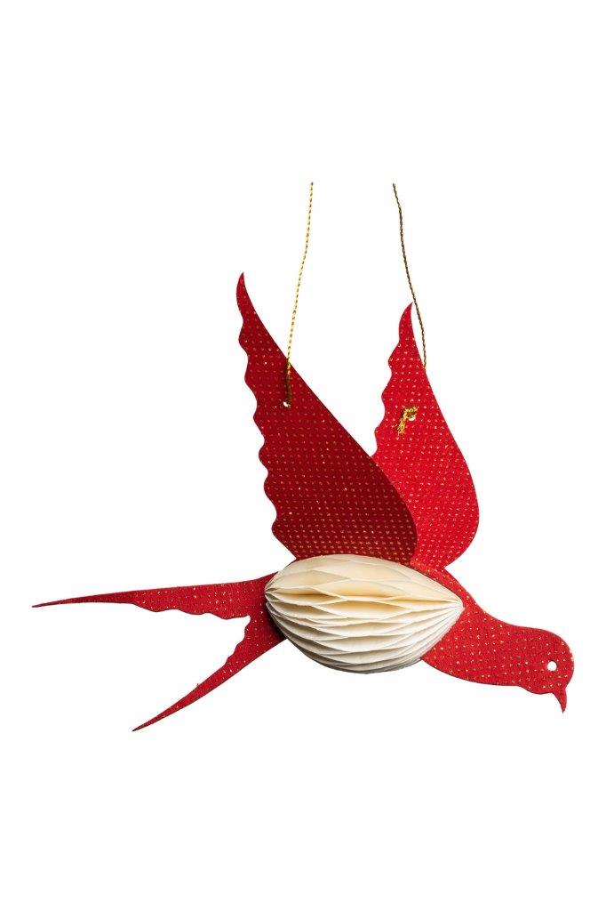 PAPER HANGING BIRD RED