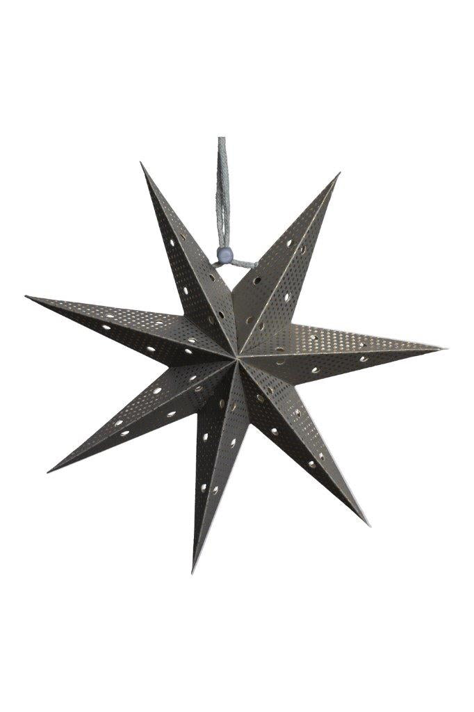 PAPER HANGING HOLED STAR GRY