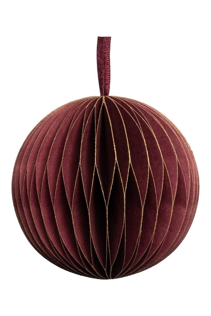 PAPER HANGING BALL BORDEAUX/GLD