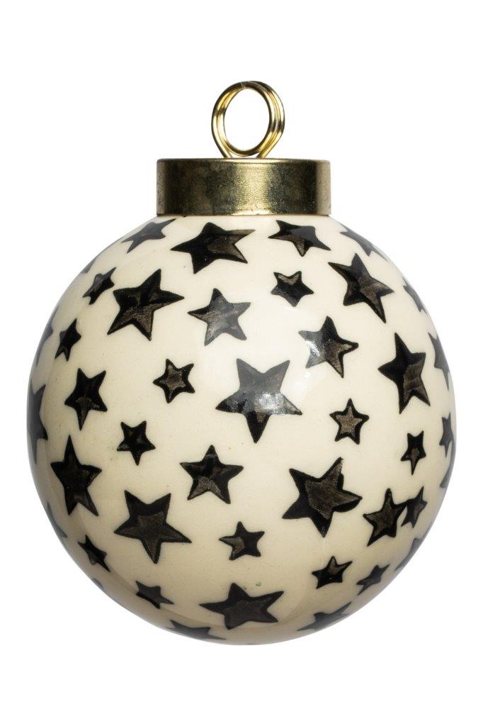 DEC PORCELAIN BALL BLACK STARS 5.5CM