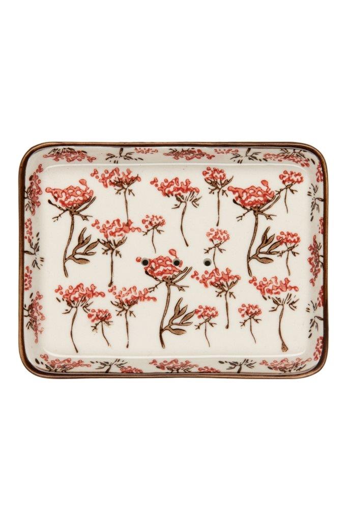 SOAP DISH FLORAL RED