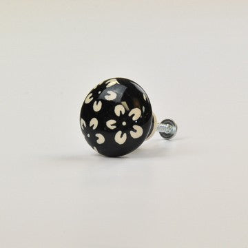 DRAWER PULL FLOWERS BLACK