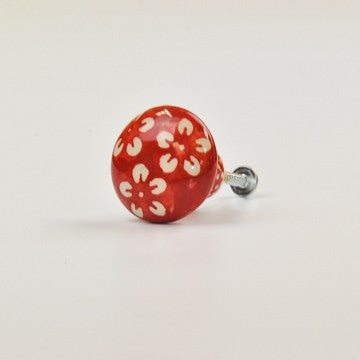 DRAWER PULL FLOWERS RED
