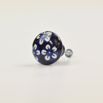 DRAWER PULL FLOWERS BLUE