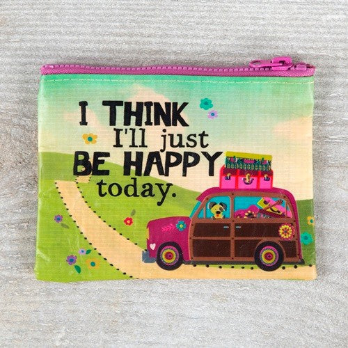 NL RECYCLED ZIP COIN PURSE BE HAPPY