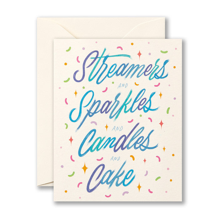 CARD LM - Streamers and sparkles and candles and cake…..