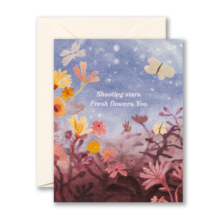 CARD LM - Shooting stars. Fresh flowers.