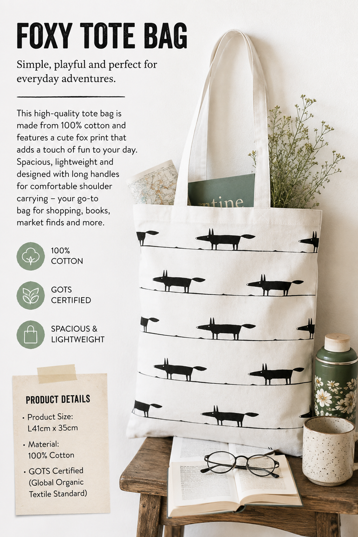 Foxy Organic Cotton Tote Bag
