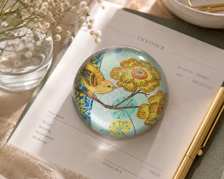 PAPERWEIGHT GOLDEN BIRD