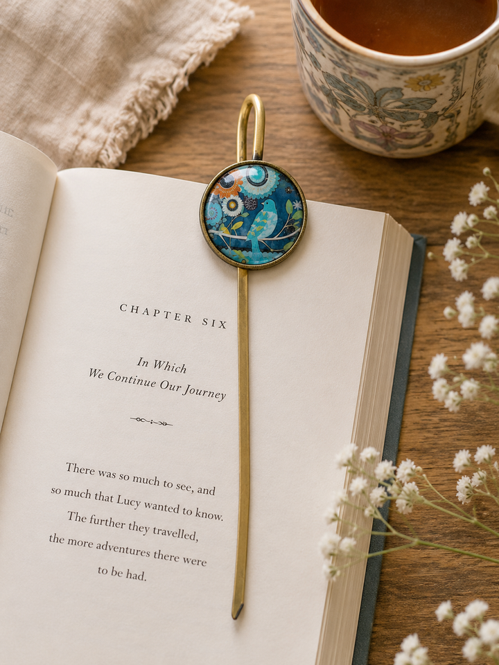 Golden Bird Glass & Brass Bookmark