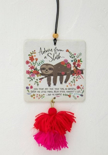 AIR FRESHENER TASSEL/BEAD ADVICE FROM A SLOTH