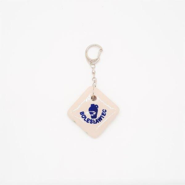 KEYCHAIN PENDANT DIAMOND SHAPE BLUE DOT