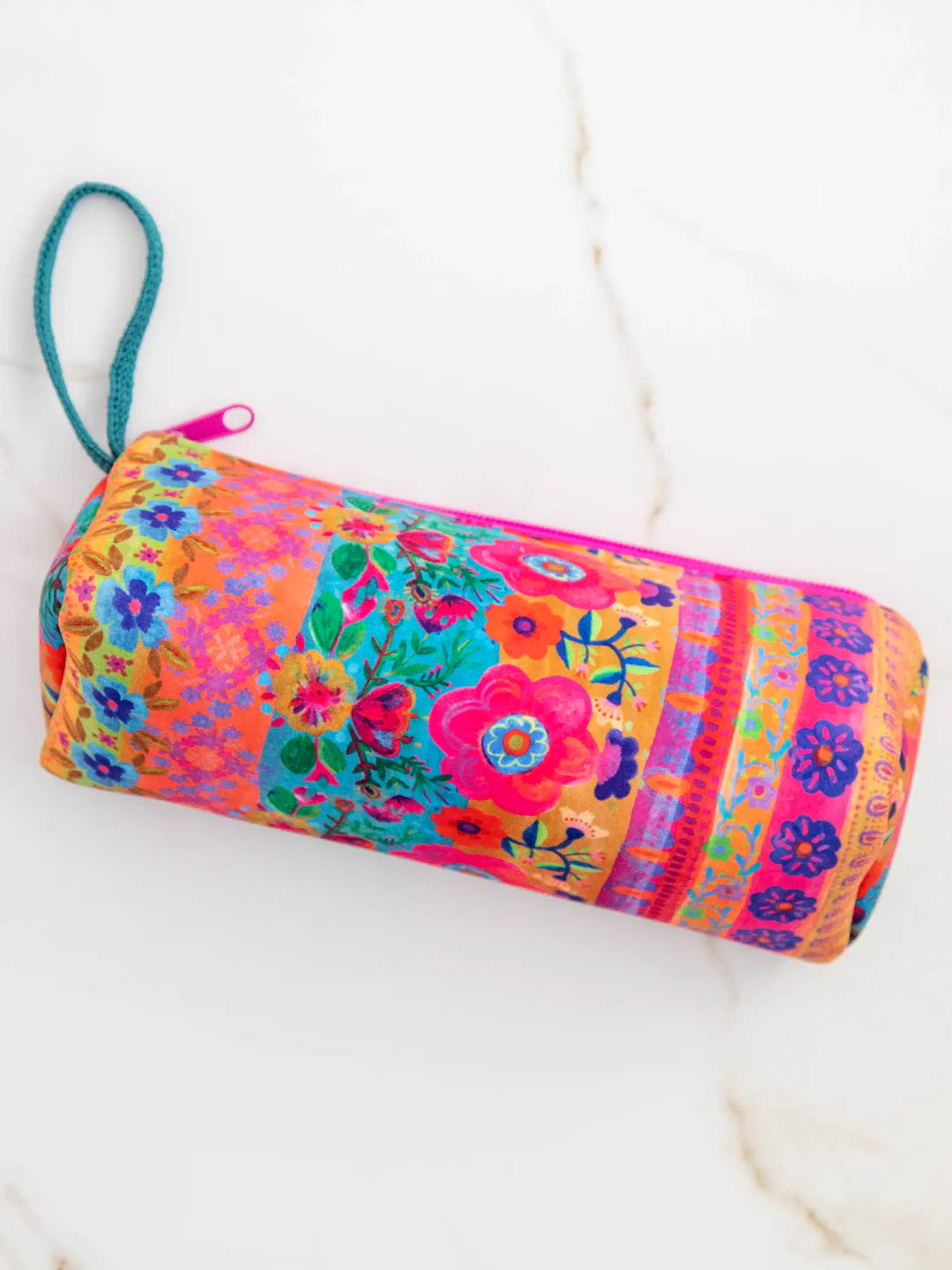 Pencil Pouch - Turq/Pink Floral