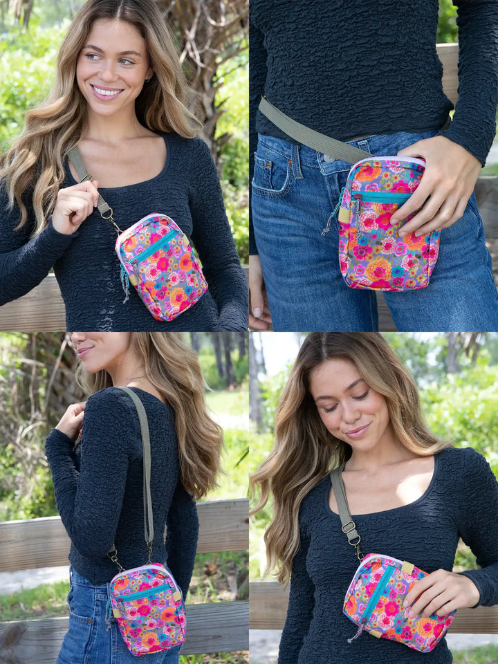 8 in 1 Pocket Crossbody Bag -  Garden