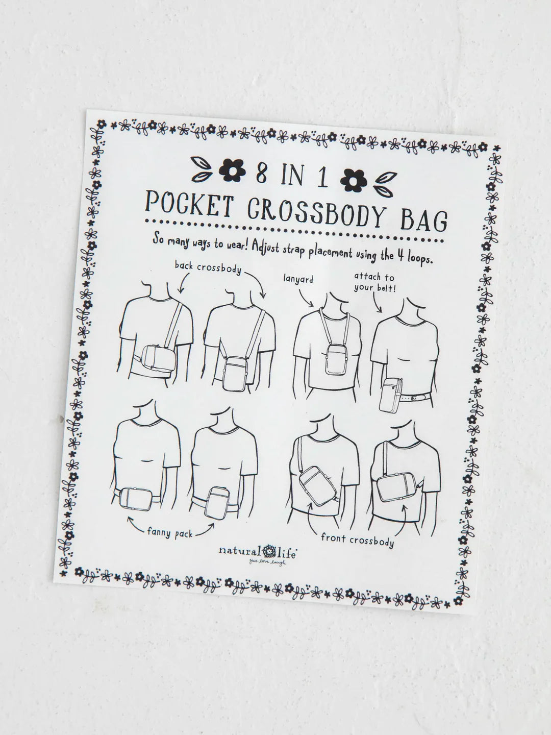 8 in 1 Pocket Crossbody Bag -  Garden