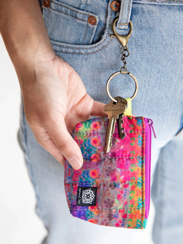 Mini Puffy Coin Purse Key Clip - Rainbow