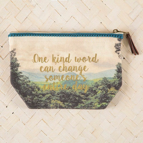 POUCH COSMETIC CANVAS ONE KIND WORD