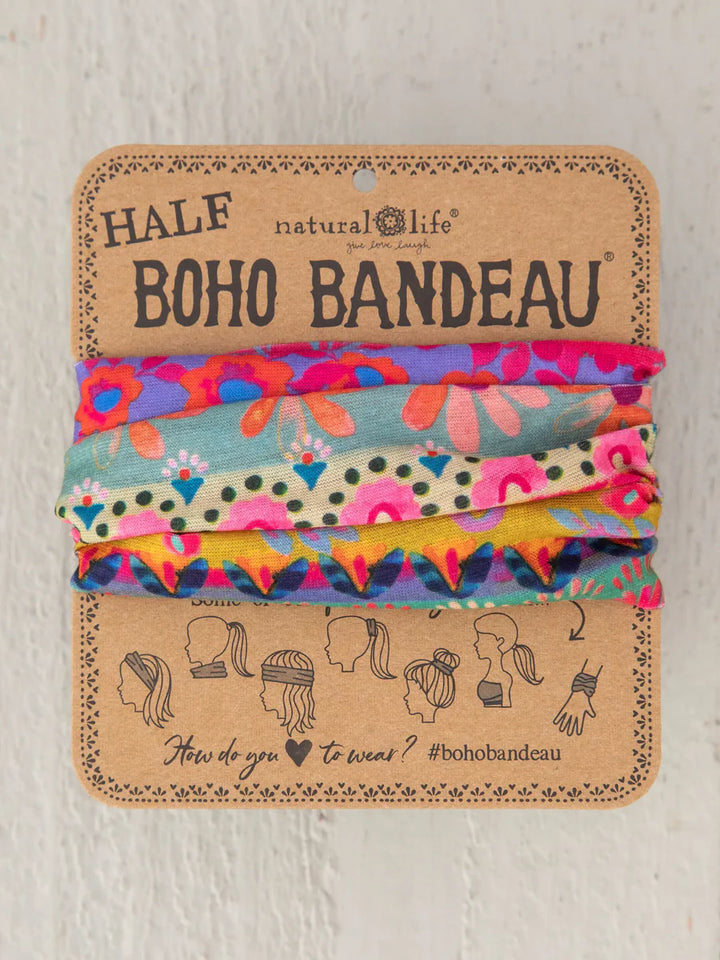 Half Boho Bandeau - Floral Border Pink