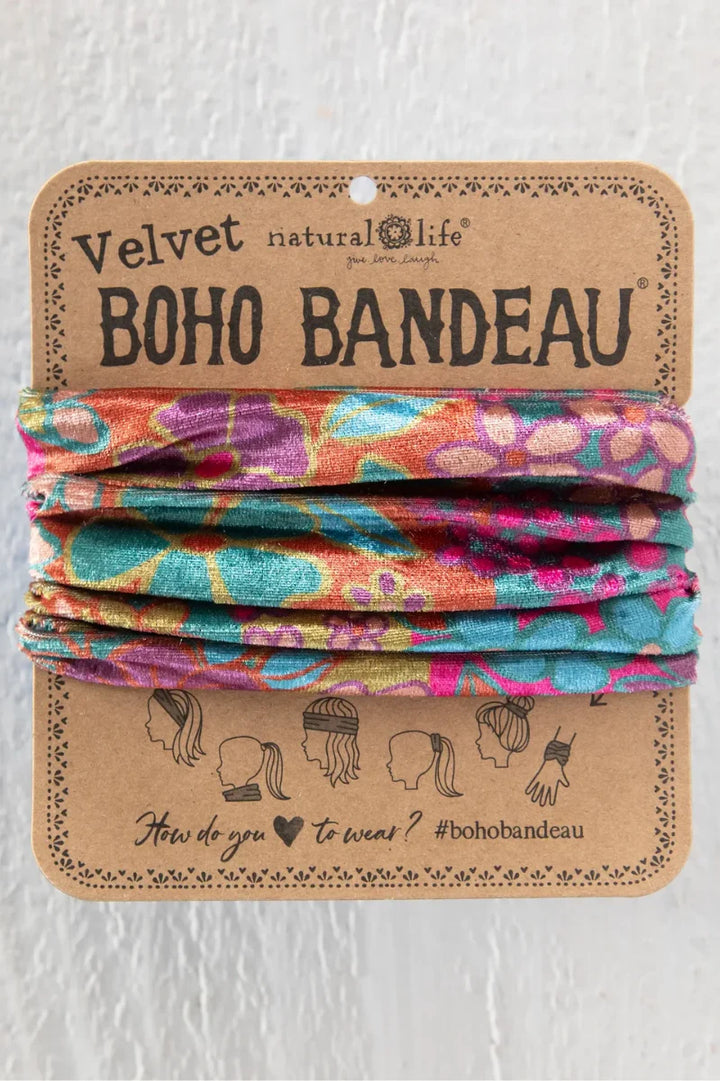 Velvet Boho Bandeau - 70s Stripe Plum